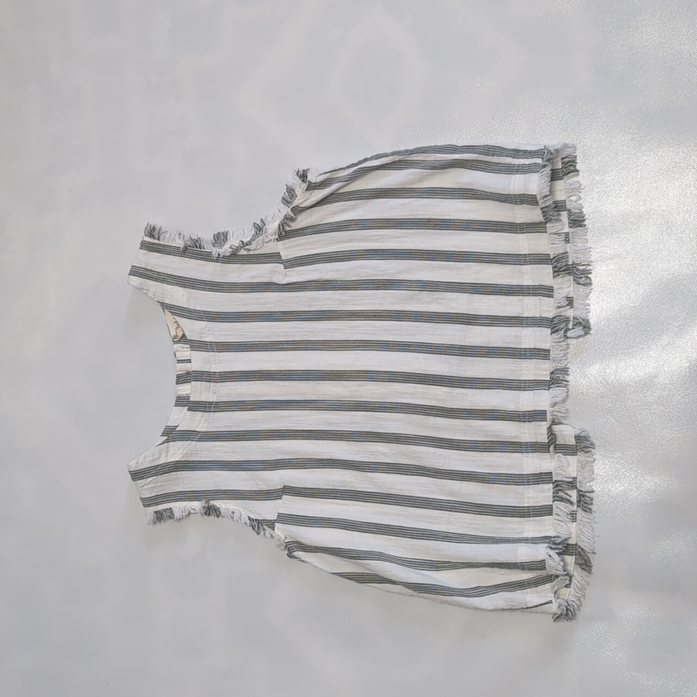 Altar'd State tank top green and white stripe button back medium